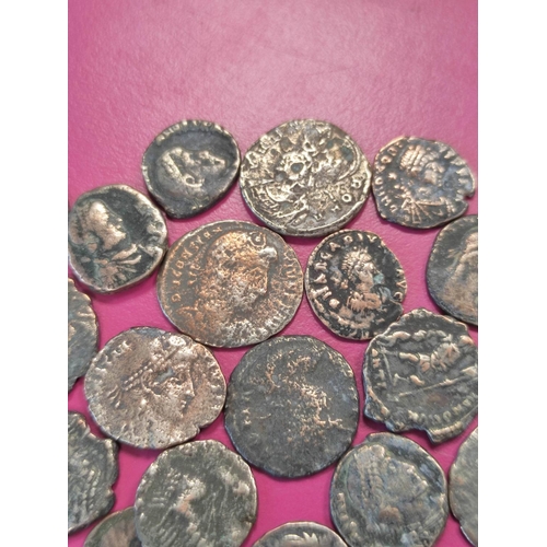 78 - Roman- Quantity of Roman coins comprising of Siliquae & Follis. To include issues of Valens, Con... 