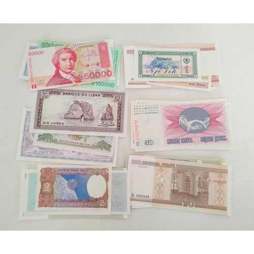 130 - Banknotes- Pristine world banknotes predominantly comprising of Asian, Eastern Block & African i... 