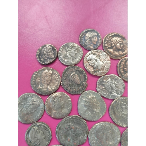 79 - Roman- Quantity of Roman coins comprising of silver plated Follis. To include examples with radiant ... 