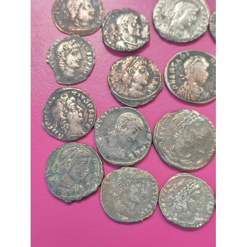 80 - Roman- Quantity of Roman coins comprising of silver plated Follis. To include examples of Valens Con... 