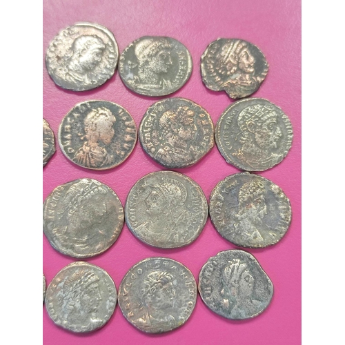 80 - Roman- Quantity of Roman coins comprising of silver plated Follis. To include examples of Valens Con... 