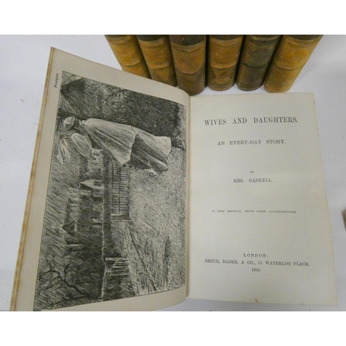 202 - GASKELL MRS.  Novels & Tales. The set of 7 vols. Illus. Half calf, gilt backs (some backs with l... 