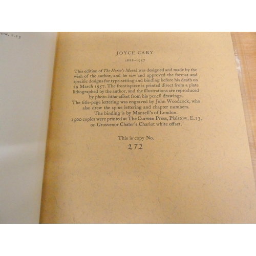 222 - CARY JOYCE.  The Horse's Mouth. Ltd. ed. 272/1500. Port. frontis & illus. Parchment ba... 