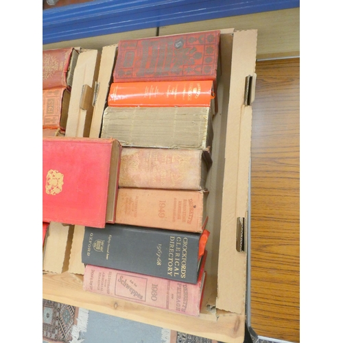 31 - Genealogical Reference, etc.  3 cartons of various vols. incl. Burke's Peerage, Walford's, Debrett's... 