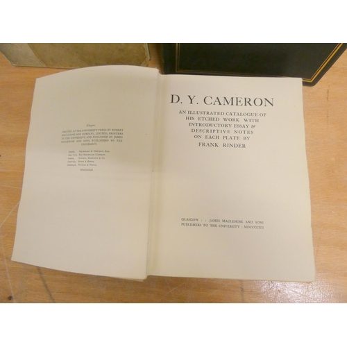 78 - CAMERON D. Y.  Frank Rinder, Etchings of D. Y. Cameron, 1908; Frank Rinder, D. Y. Cameron,... 