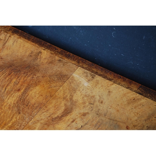 315 - Queen Anne-style walnut desk, with three short drawers above a shaped apron, on cabriole legs with b... 