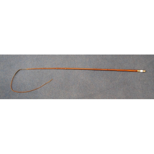 130 - Late 19th century holly or blackthorn carriage driving whip with engraved white metal pommel, 'Prese... 
