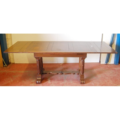 319 - Oak ten-piece dining room suite, comprising a sideboard, pull-out extending dining table and eight c... 