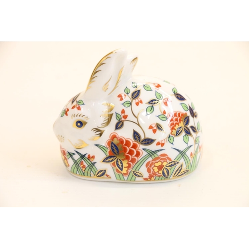 12 - Royal Crown Derby paperweight, Meadow Rabbit, gold button to base.