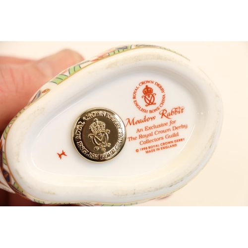 12 - Royal Crown Derby paperweight, Meadow Rabbit, gold button to base.