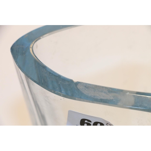 60 - Scandinavian glass vase with etched bird decoration, indistinctly signed to base, and another.