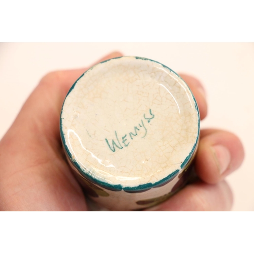 7 - Wemyss plum decorated preserve pot, 8cm.  (a/f)