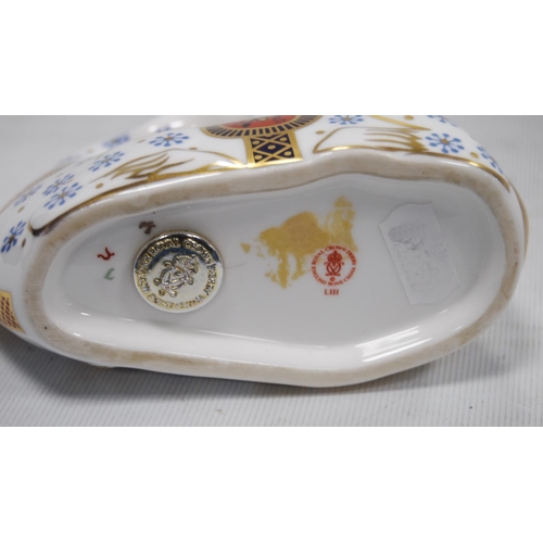 173 - Four Royal Crown Derby animal paperweights modelled as a robin redbreast, horse, rabbit and another ... 