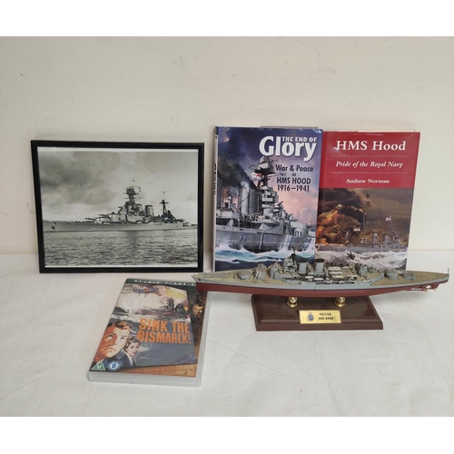 441 - HMS Hood interest: A collection of commemorative objects relating to HMS Hood to include a modern fr... 