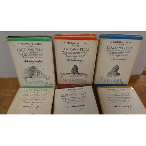 113 - WAINWRIGHT A.  A Pictorial Guide to the Lakeland Fells, Set of Seven Volumes, each in d.w., varying ... 