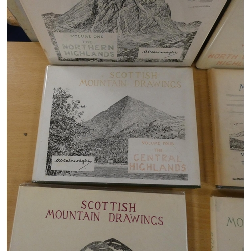 133 - WAINWRIGHT A.  Scottish Mountain Drawings. 6 vols. 1st & early eds. in d.w's.... 