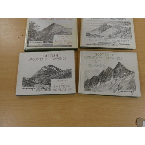 134 - WAINWRIGHT A.  Scottish Mountain Drawings. 6 vols. 1st & early eds. in d.w's.... 