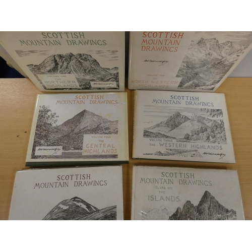 134 - WAINWRIGHT A.  Scottish Mountain Drawings. 6 vols. 1st & early eds. in d.w's.... 