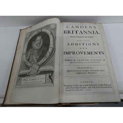 145 - GIBSON EDMUND.  Camden's Britannia. Eng. frontis, plates of coinage & text illus. but ... 