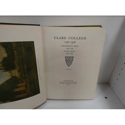 167 - FORBES M. D. (Ed).  Clare College, 1326-1926. 2 vols. Col. frontis. Plates & illus., m... 