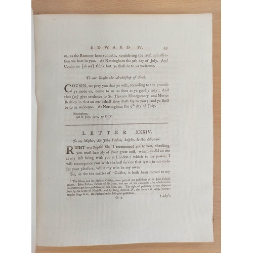 296 - FENN JOHN. Original Letters Written During the Reigns of Henry VI, Edward IV & Richard III. 2 vo... 