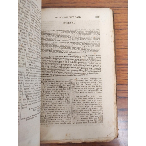 326 - COBBETT WILLIAM.  Paper Against Gold. Orig. parts in rebacked brds. Foxing & browning.... 