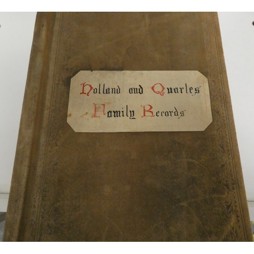 171 - HOLLAND & QUARLES.  Holland & Quarles Family Records. Vols. 1, 2 & 3 plus a duplicate of... 