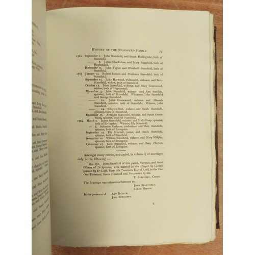 176 - STANSFELD JOHN.  History of the Family of Stansfeld of Stansfield in the Parish of Halifax... 