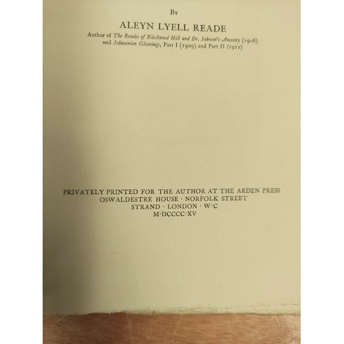 183 - READE ALEYN LYELL.  The Mellards & Their Descendants including the Bibbys of Liverpool... 