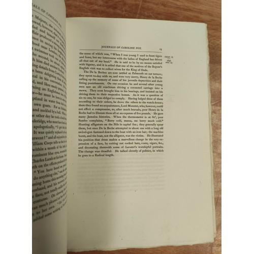 185 - FOX CAROLINE.  Memories of Old Friends Being Extracts from the Journals & Letters, ed. by H... 