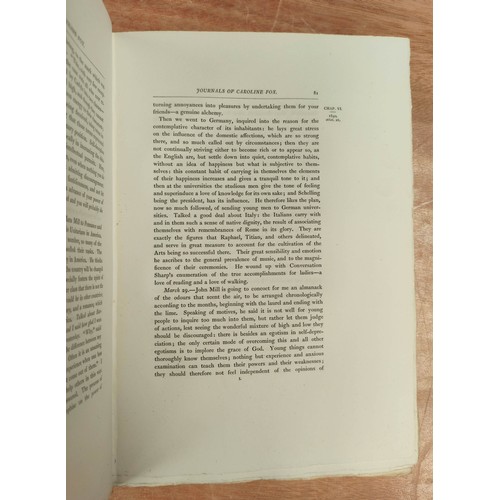 185 - FOX CAROLINE.  Memories of Old Friends Being Extracts from the Journals & Letters, ed. by H... 