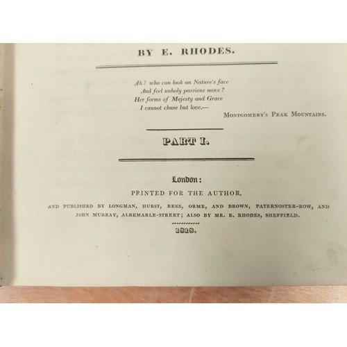 188 - RHODES E.  Peak Scenery or Excursions in Derbyshire. 3 Parts in one vol. Eng. plates. Quar... 