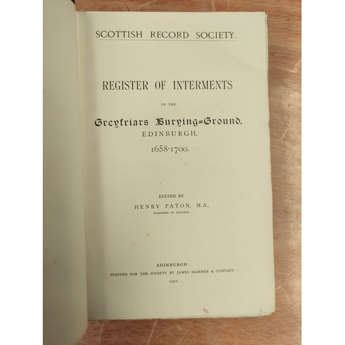 189 - PATON HENRY (Ed).  Register of Interments in the Greyfriars Burying-Ground, Edinburgh, 165... 