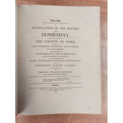 193 - BAWDWEN REV. WILLIAM.  A Translation of the Record Called Domesday so far as it Relates to the ... 