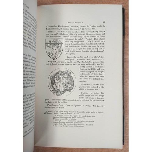 198 - LONGSTAFFE W. H. D.  The Old Heraldry of the Percys. 72pp. Eng. text vignettes. Half green... 