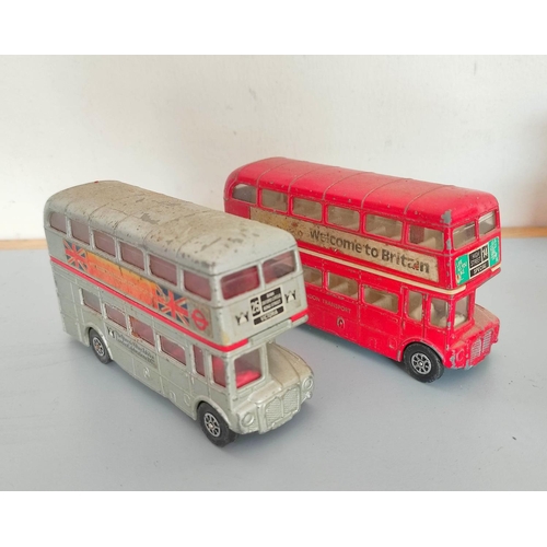 5 - Quantity of loose and boxed vintage model vehicles to include eleven die cast Routemaster model buse... 