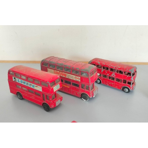 5 - Quantity of loose and boxed vintage model vehicles to include eleven die cast Routemaster model buse... 