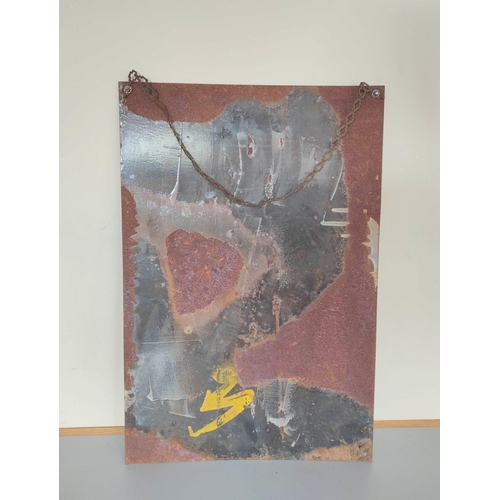 214 - Vintage Robertson's Golden Shred enamel sign with their infamous mascot surrounded by the text 