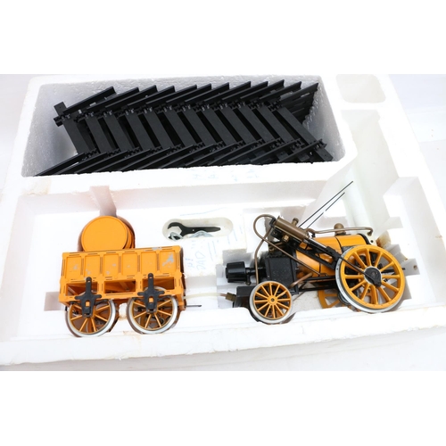 111 - Hornby Railways G100-9140 00-523 Stephensons Rocket real steam train set, 3 1/2 inch gauge, boxed.