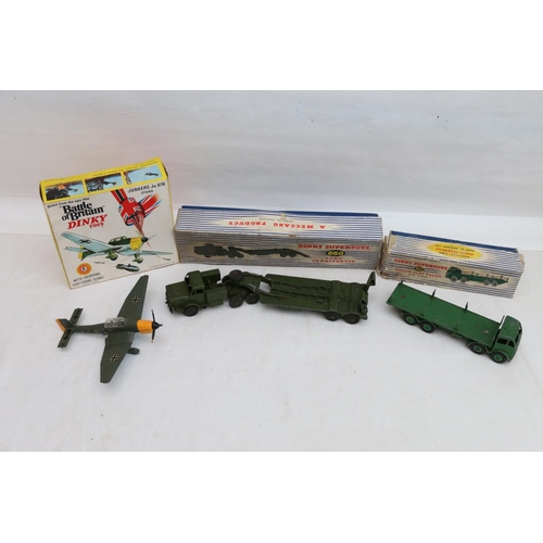 115 - Dinky Toys including Supertoys 905 Foden Flat Truck, 660 Tank Transporter and 721 Junkers JU 87B Stu... 