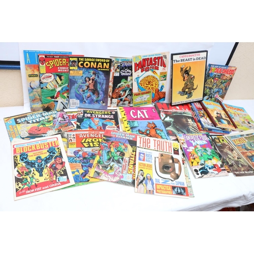 140 - A box of vintage comics to include Marvel and DC Comics including The Avengers (1974), The Punisher ... 