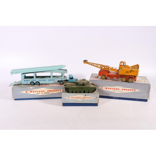 23 - Dinky Toys diecast model vehicles including 651 Centurion Tank, 982 Pullmore Car Transporter and Sup... 