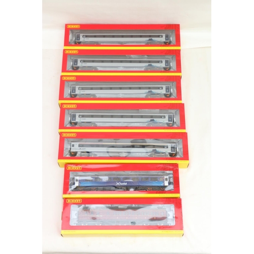 66 - Hornby OO gauge model railways including R4890B Scotrail mk3 sliding door TSL coach 42343 x3, R4893A... 