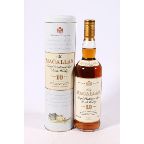 158 - MACALLAN 10 year old single Highland malt Scotch whisky, old style label, 40% abv, 70cl, with tin.&n... 