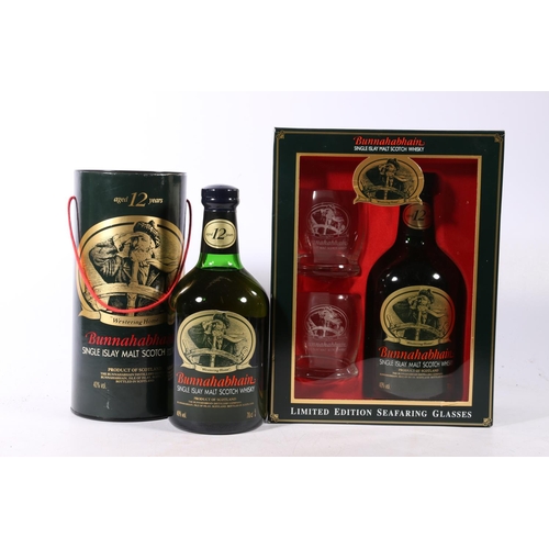 173 - BUNNAHABHAIN old style 12 year old Islay single malt Scotch whisky 40% abv 70cl boxed and a Bunnahab... 