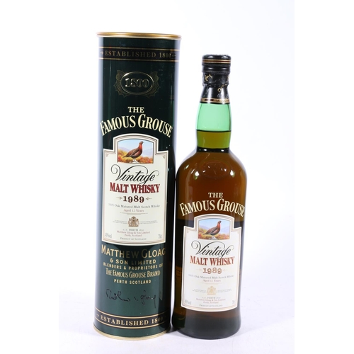 177 - THE FAMOUS GROUSE 1989 12 year old malt Scotch whisky 40% abv 70cl in metal tin.