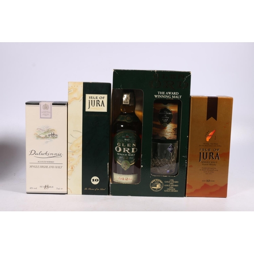 192 - Four bottles of single malt Scotch whisky including DALWHINNIE 15 year old 43% abv 75cl, GLEN ORD 12... 