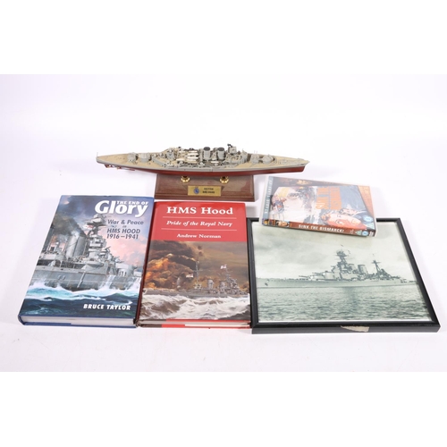 441 - HMS Hood interest: A collection of commemorative objects relating to HMS Hood to include a modern fr... 