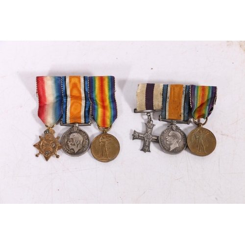 449 - Miniature medals including Military Cross, WWI war medal and Victory medal mounted together on bar a... 