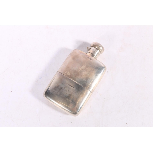 461 - Victorian silver hip flask with inscription 